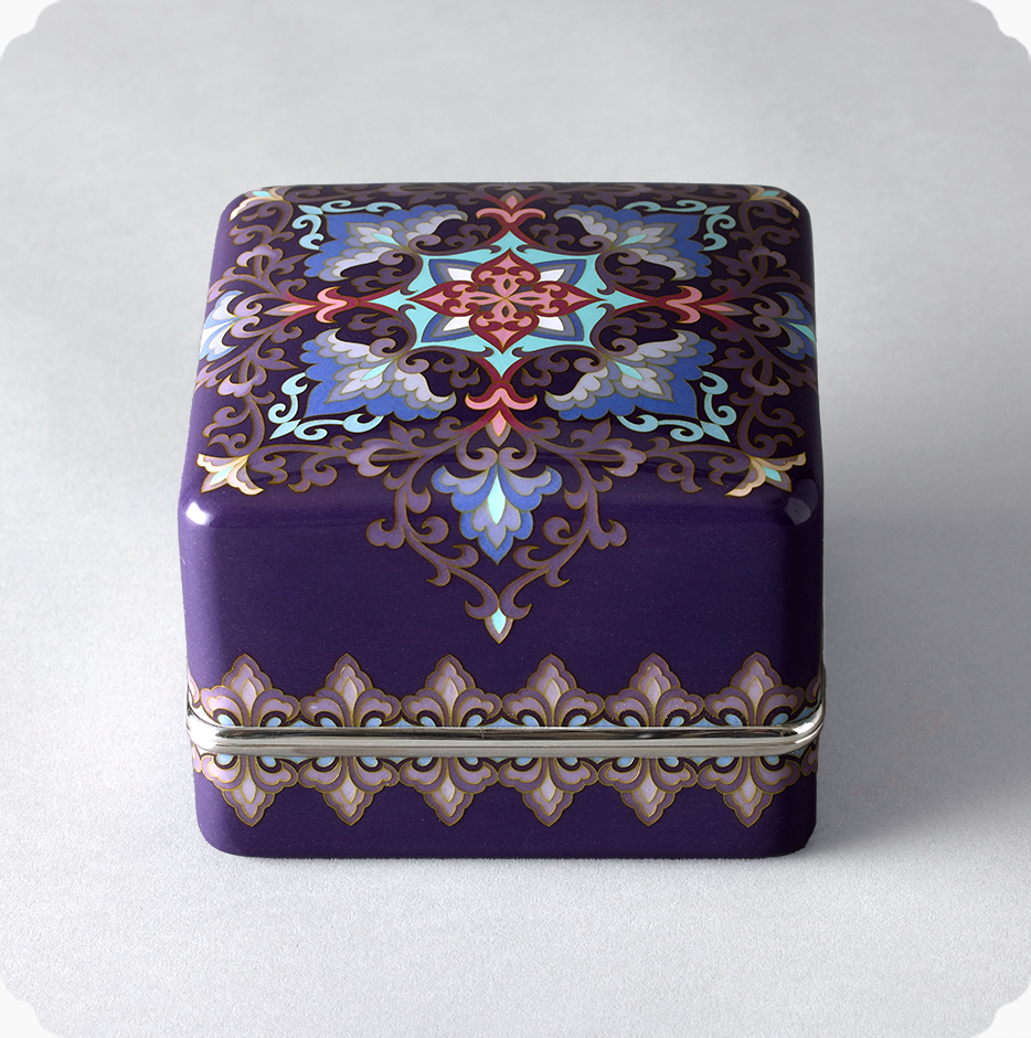 Wired Cloisonne Square Shosoin Pattern Jewelry Box